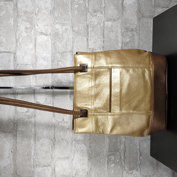 MC Matte Gold/Bronze Leather Bucket Bag - Picture 4 of 10